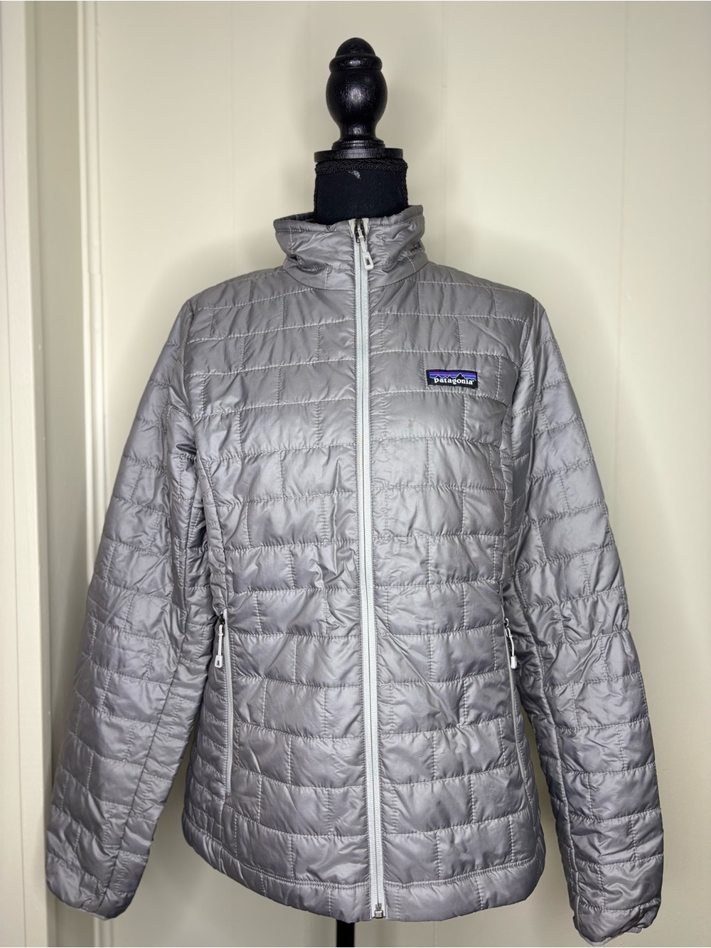 Patagonia Nano Puff Jacket Womens Size Medium Gray Primaloft Insulated Full Zip